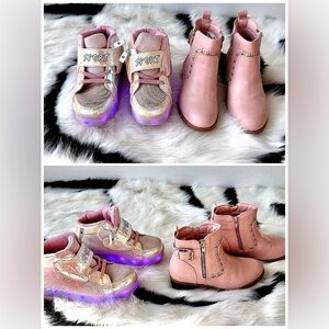 Little Girls Shoe Bundle - Aikuass LED roller sneakers and Dream Pairs booties